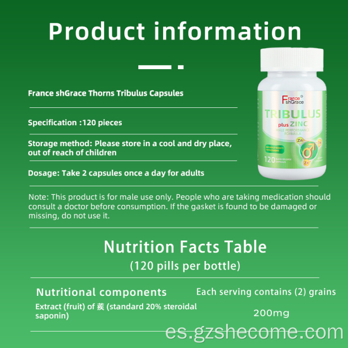 Cápsulas de Tribulus de alta calidad para la absorción mejorada de los hombres